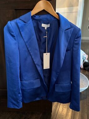 NWT J SOCIETY royal blue satin blazer sz XS